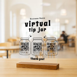 Corbeille à pourboires virtuelle avec 3 code QR