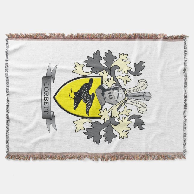 Corbett Family Crest Coat of Arms Throw Blanket (Front)