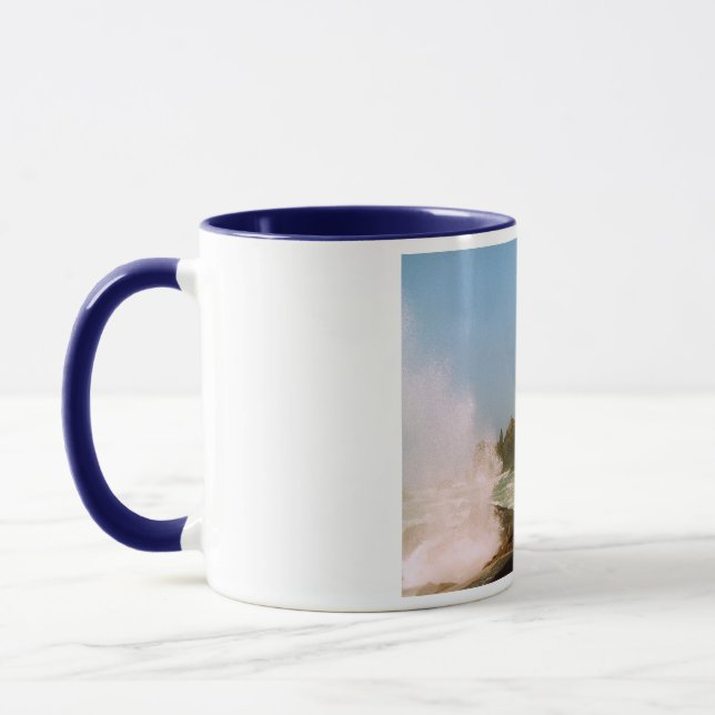 Corbiere Lighthouse in a winter storm Mug (Left)