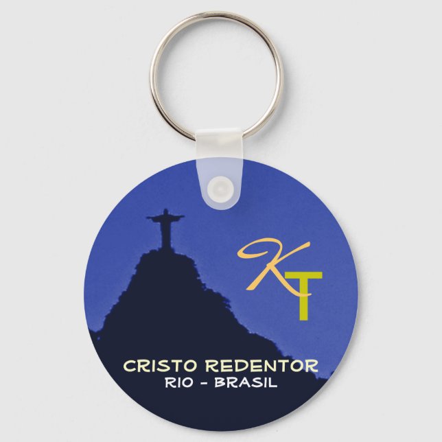 Corcovado, Rio, Brasil add initials Keychain (Front)