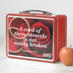 CORD OF 3 STRANDS Christian Wedding Quote Metal Lunch Box