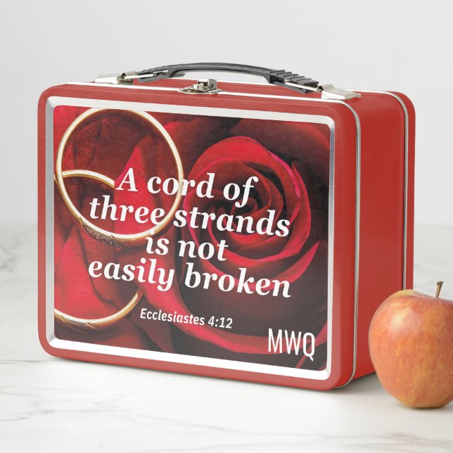 CORD OF 3 STRANDS Christian Wedding Quote Metal Lunch Box (In Situ)