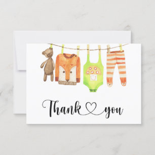 Corde à linge bébé - carte de remerciement