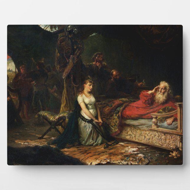 Cordelia and King Lear (oil on canvas) Plaque (Front)