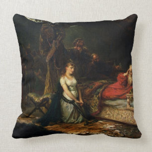 Cordelia and King Lear (oil on canvas) Throw Pillow