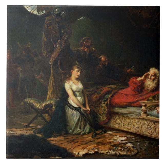 Cordelia and King Lear (oil on canvas) Tile (Front)