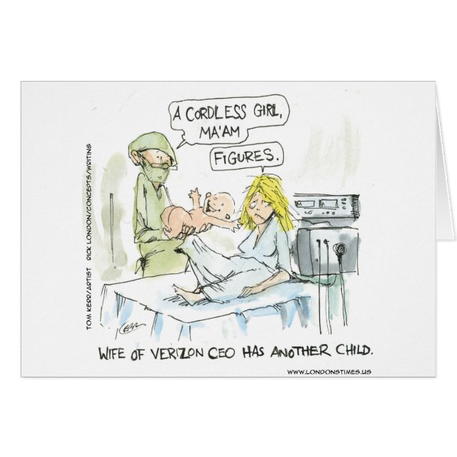 Cordless Baby Funny Cards Tees Mugs & Gifts (Front Horizontal)