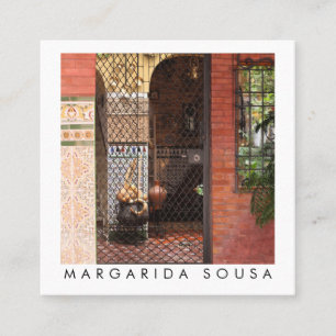 Cordoba Courtyard Photo Travel Tourism Spain Square Business Card