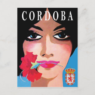 Cordoba, Spain, face of a Beautiful woman, flower Postcard