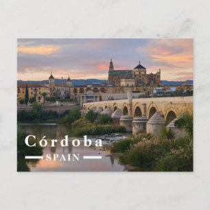 Córdoba Spain Sunset Roman Bridge and Mezquita  Holiday Postcard