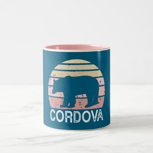 Cordova Alaska Retro Bear Two-Tone Coffee Mug (Center)