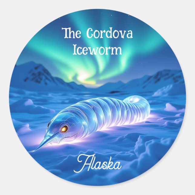 Cordova Iceworm Alaska Cryptid Classic Round Sticker (Front)