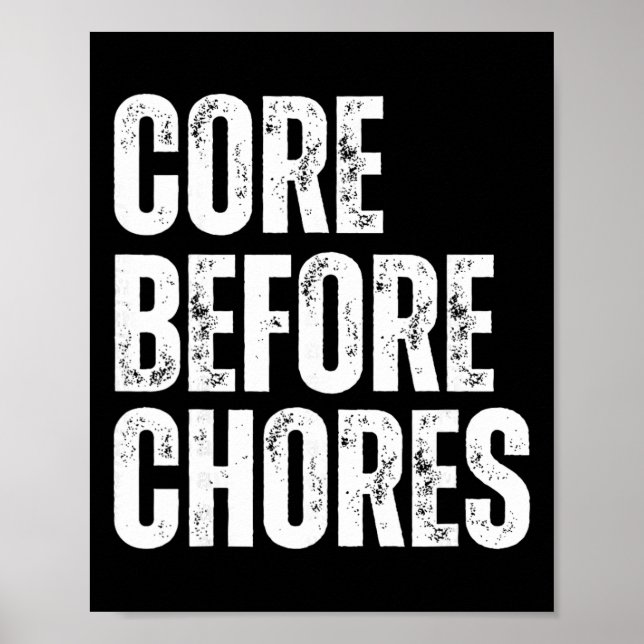 Core Before Chores Funny Pilates Coach Instructor  Poster (Front)