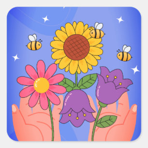 Core Flowers – Soft Aesthetic Bloom Concept Square Sticker