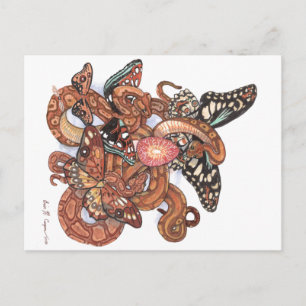 Core of Beginings Mystical Butterfly Snakes Art Postcard