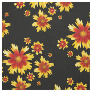 Coreopsis Gold and Bronze Tickseed Flower Medley Fabric