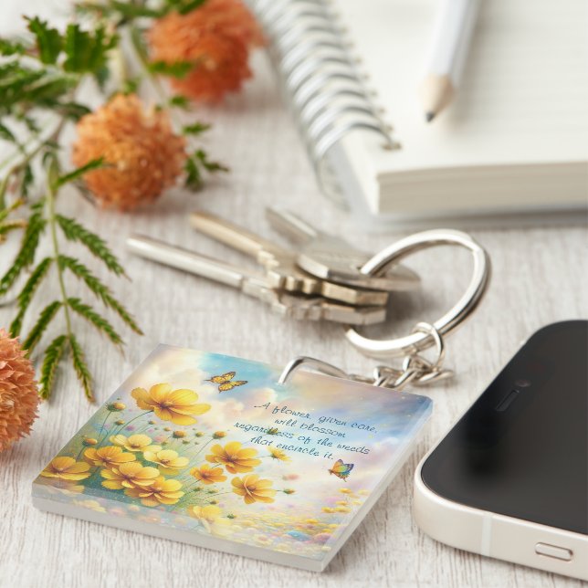 Coreopsis & Quote Keychain (Front Right)