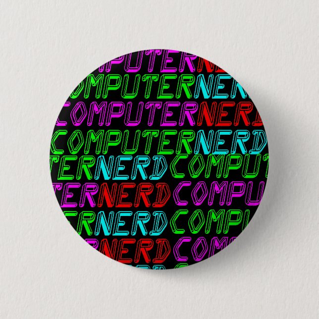 COREY TIGER 1980s RETRO COMPUTER NERD 2 Inch Round Button (Front)