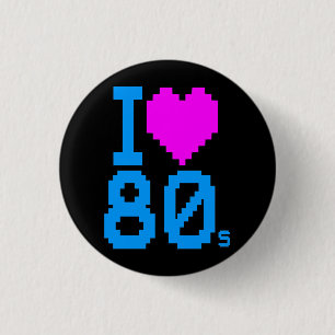 COREY TIGER 1980s RETRO I HEART 80's LOVE 1 Inch Round Button