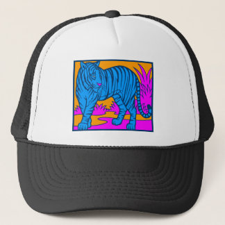 COREY TIGER 1980's RETRO JUNGLE TIGER BLUE Trucker Hat
