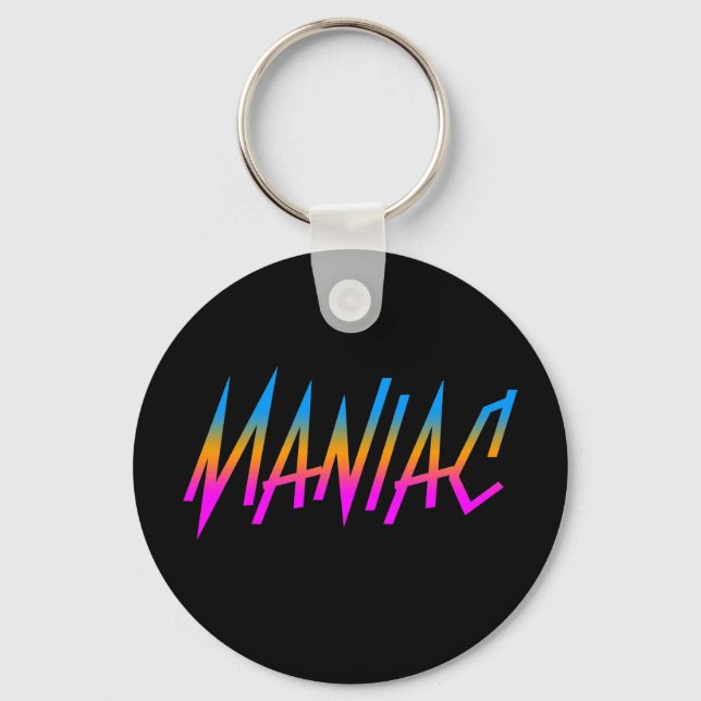 COREY TIGER 1980s RETRO MANIAC Keychain (Front)