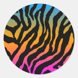 COREY TIGER 1980's RETRO TIGER STRIPES MULTICOLOUR Classic Round Sticker