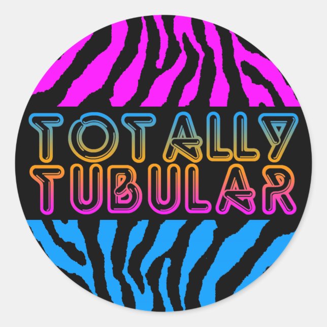 Corey Tiger 1980'S Retro Totally Tubular Stripes Classic Round Sticker (Front)