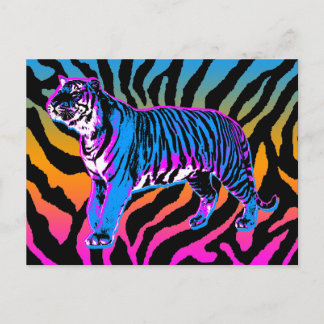 COREY TIGER 1980s RETRO VINTAGE WILD TIGER Postcard