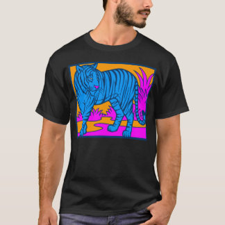 COREY TIGER 80's BLUE TIGER SCENE T-Shirt