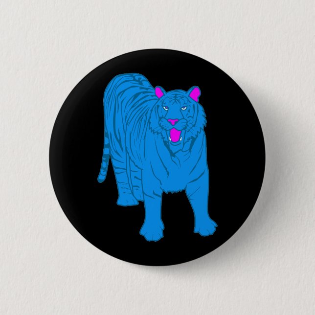 COREY TIGER 80's BLUE TIGER STANDING 2 Inch Round Button (Front)