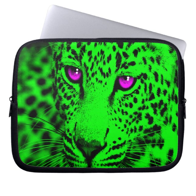 Corey Tiger 80s Leopard (Green) Laptop Sleeve (Front)