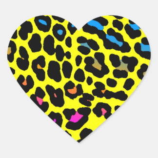 Corey Tiger 80s Leopard Spots (Yellow) Heart Sticker