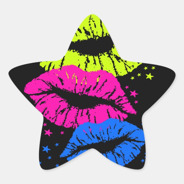 Corey Tiger 80s Lips & Stars Star Sticker (Front)