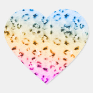 Corey Tiger 80s Multicolor Snow Leopard Heart Sticker