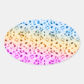 Corey Tiger 80s Multicolor Snow Leopard Oval Sticker