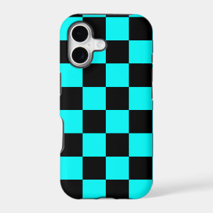 Corey Tiger 80s Neon Chequerboard (Aqua Teal Blue)