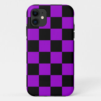 Corey Tiger 80s Neon Chequerboard (Purple) iPhone 11 Case