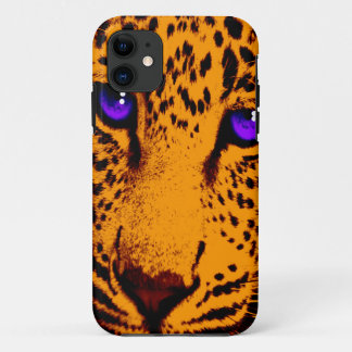 Corey Tiger 80s Neon Leopard Face (Green) iPhone 11 Case