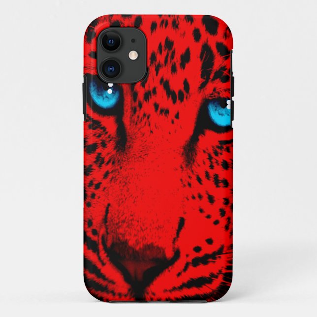 Corey Tiger 80s Neon Leopard Face (Red) Case-Mate iPhone Case (Back)