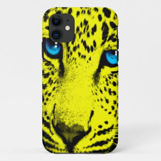 Corey Tiger 80s Neon Leopard Face (Yellow) iPhone 11 Case