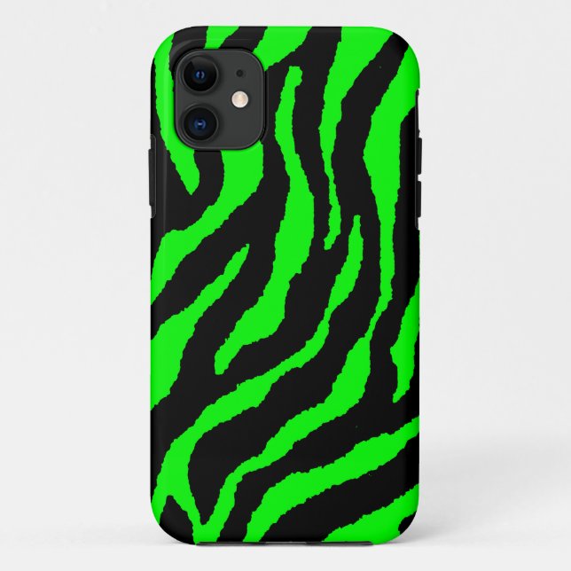 Corey Tiger 80s Neon Tiger Stripes (Green) Case-Mate iPhone Case (Back)