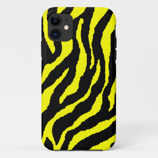 Corey Tiger 80s Neon Tiger Stripes (Yellow) iPhone 11 Case