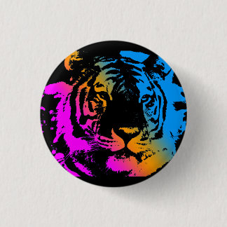 Corey Tiger 80s New Wave Tiger Face 1 Inch Round Button