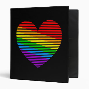 Corey Tiger 80s Rainbow Stripe Heart 3 Ring Binder
