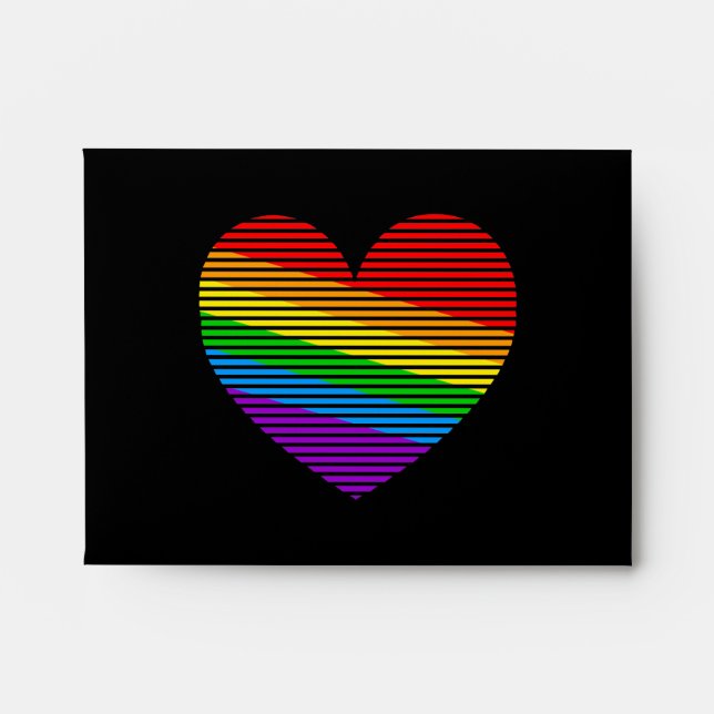 Corey Tiger 80s Rainbow Stripe Heart Envelopes (Front)