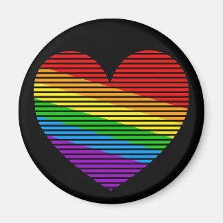 Corey Tiger 80s Rainbow Stripe Heart Magnet