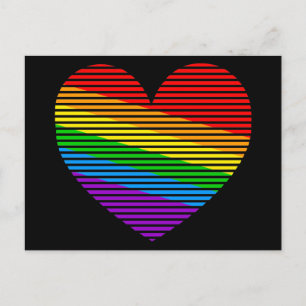 Corey Tiger 80s Rainbow Stripe Heart Postcard