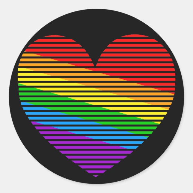 Corey Tiger 80s Rainbow Stripe Heart Stickers (Front)