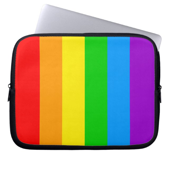 Corey Tiger 80s Rainbow Stripes Flag Laptop Sleeve (Front)