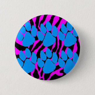 COREY TIGER 80s RETRO BLUE CLAWS PINK STRIPES 2 Inch Round Button